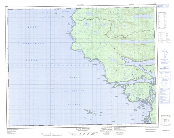 Cape Caution Topographic Paper Map 092M04 at 1:50,000 scale