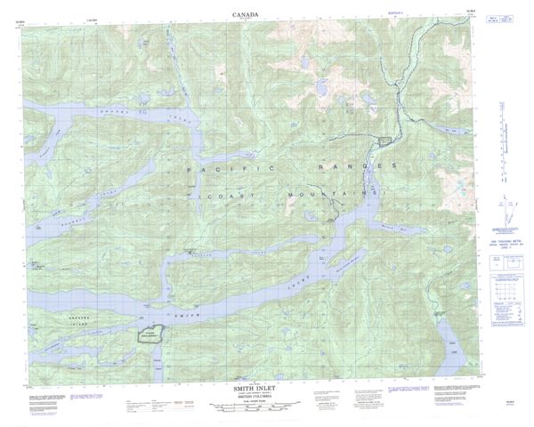 Smith Inlet Topographic Paper Map 092M06 at 1:50,000 scale
