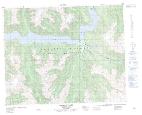 Owikeno Lake Topographic Paper Map 092M10 at 1:50,000 scale