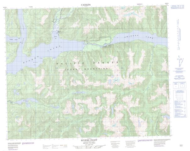 Rivers Inlet Topographic Paper Map 092M11 at 1:50,000 scale