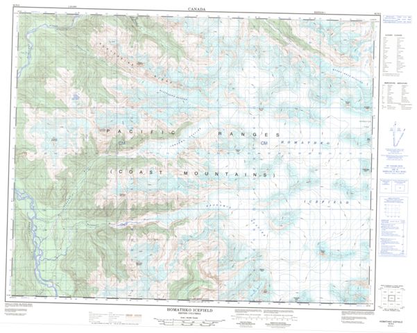 Homathko Icefield Topographic Paper Map 092N02 at 1:50,000 scale