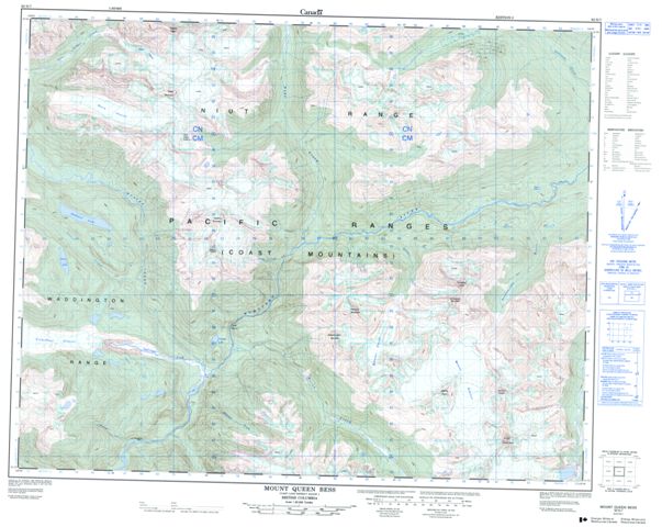 Mount Queen Bess Topographic Paper Map 092N07 at 1:50,000 scale