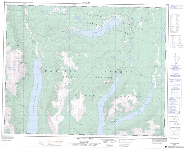 Tatlayoko Lake Topographic Paper Map 092N09 at 1:50,000 scale