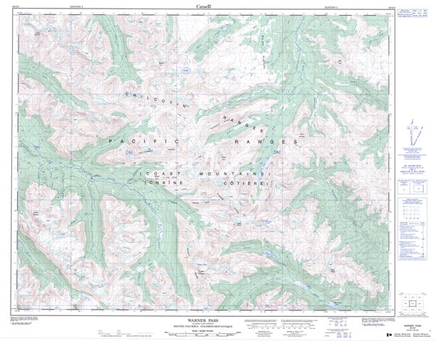 Warner Pass Topographic Paper Map 092O03 at 1:50,000 scale