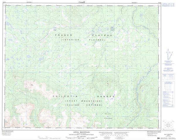 Anvil Mountain Topographic Paper Map 092O06 at 1:50,000 scale