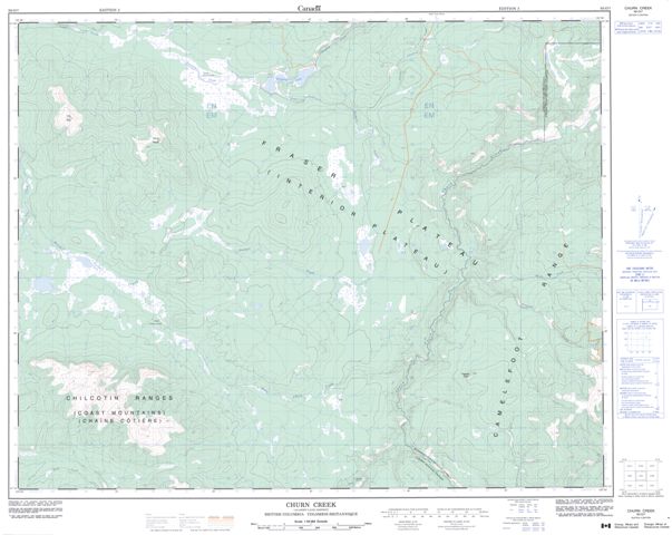 Churn Creek Topographic Paper Map 092O07 at 1:50,000 scale