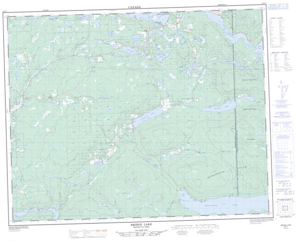 Bridge Lake Topographic Paper Map 092P07 at 1:50,000 scale