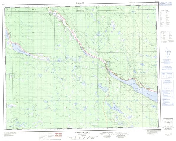 Chimney Lake Topographic Paper Map 092P13 at 1:50,000 scale