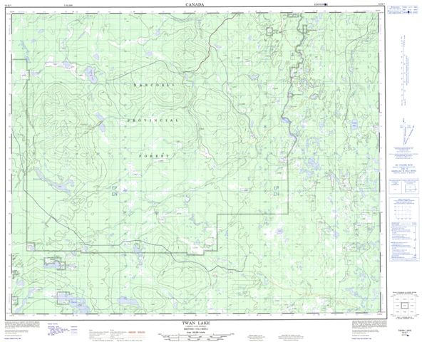 Twan Lake Topographic Paper Map 093B07 at 1:50,000 scale