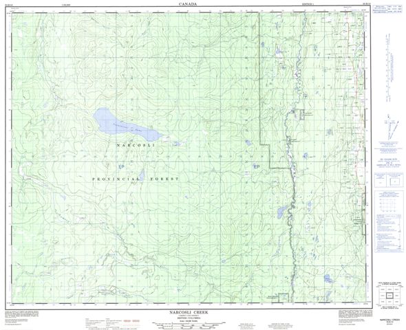 Narcosli Creek Topographic Paper Map 093B10 at 1:50,000 scale