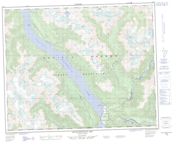 South Bentinck Arm Topographic Paper Map 093D02 at 1:50,000 scale