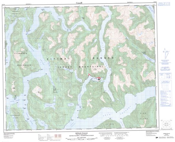 Ocean Falls Topographic Paper Map 093D05 at 1:50,000 scale