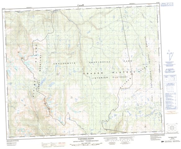 Tahyesco River Topographic Paper Map 093D09 at 1:50,000 scale