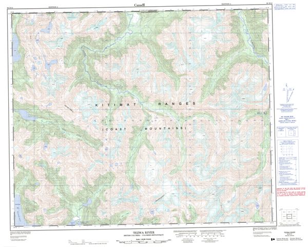 Tezwa River Topographic Paper Map 093D13 at 1:50,000 scale