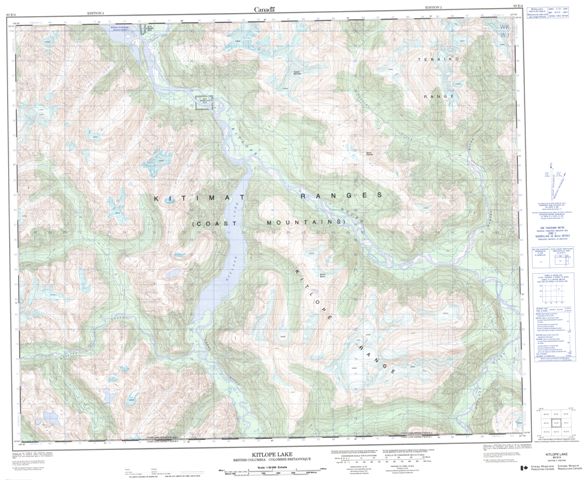 Kitlope Lake Topographic Paper Map 093E04 at 1:50,000 scale