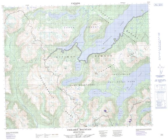 Chikamin Mountain Topographic Paper Map 093E06 at 1:50,000 scale