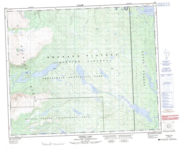 Ghitezli Lake Topographic Paper Map 093E09 at 1:50,000 scale