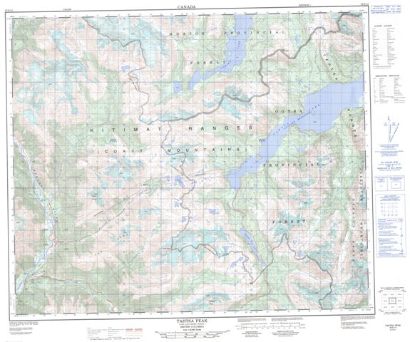 Tahtsa Peak Topographic Paper Map 093E12 at 1:50,000 scale