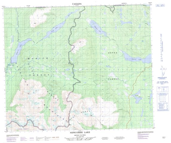 Newcombe Lake Topographic Paper Map 093E14 at 1:50,000 scale