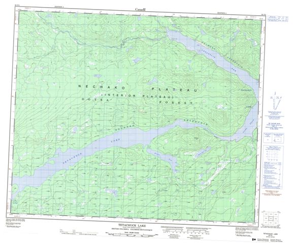 Tetachuck Lake Topographic Paper Map 093F05 at 1:50,000 scale