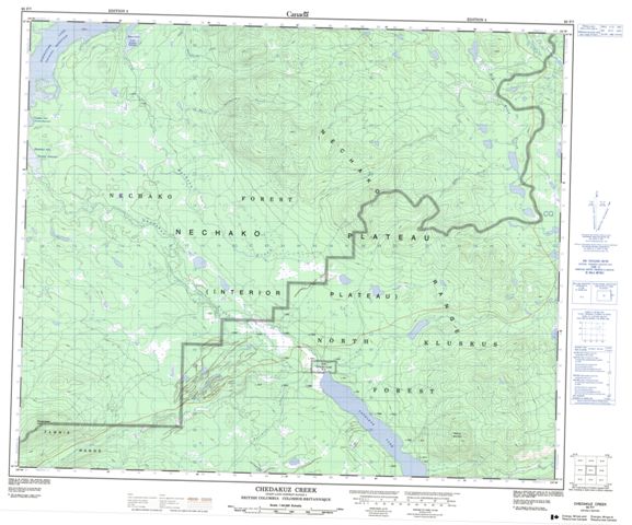 Chedakuz Creek Topographic Paper Map 093F07 at 1:50,000 scale