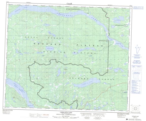 Cheslatta Lake Topographic Paper Map 093F11 at 1:50,000 scale