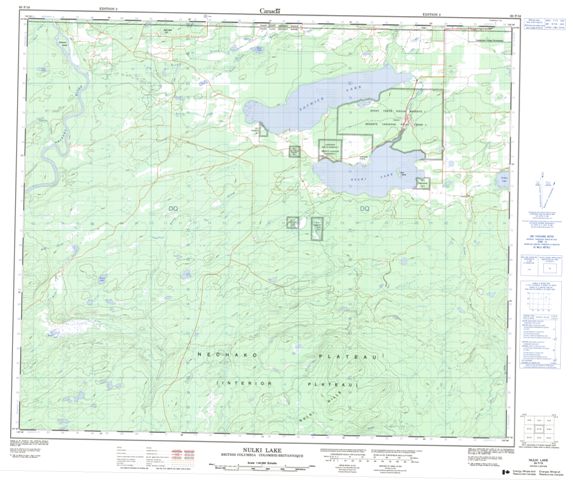Nulki Lake Topographic Paper Map 093F16 at 1:50,000 scale