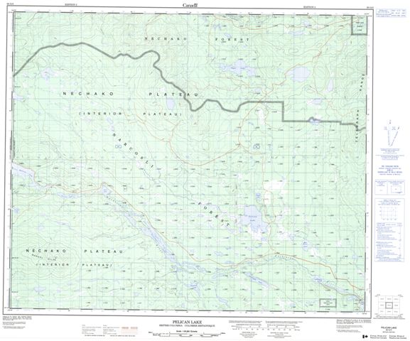 Pelican Lake Topographic Paper Map 093G05 at 1:50,000 scale