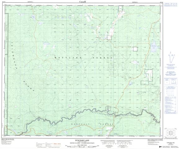 Punchaw Lake Topographic Paper Map 093G06 at 1:50,000 scale