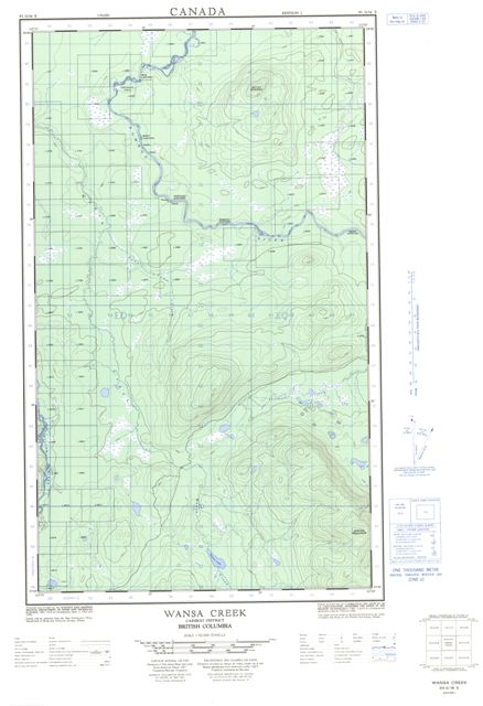 Wansa Creek Topographic Paper Map 093G16E at 1:50,000 scale