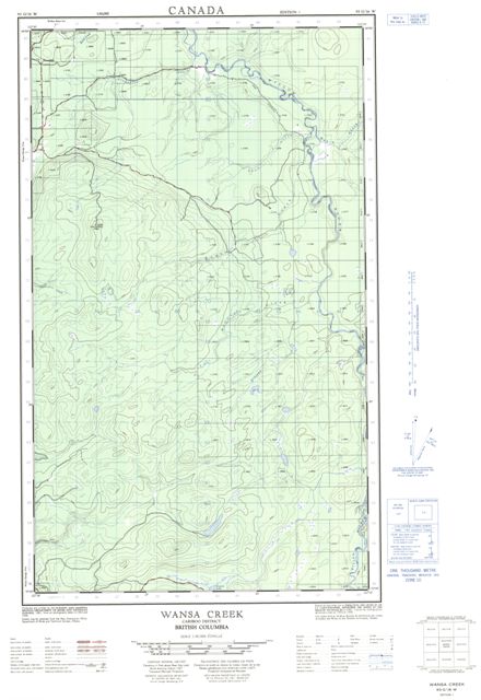 Wansa Creek Topographic Paper Map 093G16W at 1:50,000 scale