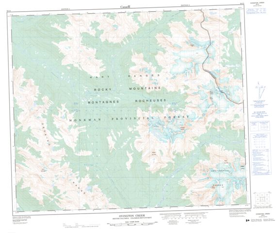 Ovington Creek Topographic Paper Map 093I02 at 1:50,000 scale
