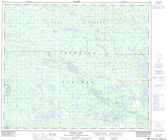 Saxton Lake Topographic Paper Map 093J03 at 1:50,000 scale