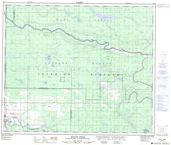 Knight Creek Topographic Paper Map 093J04 at 1:50,000 scale
