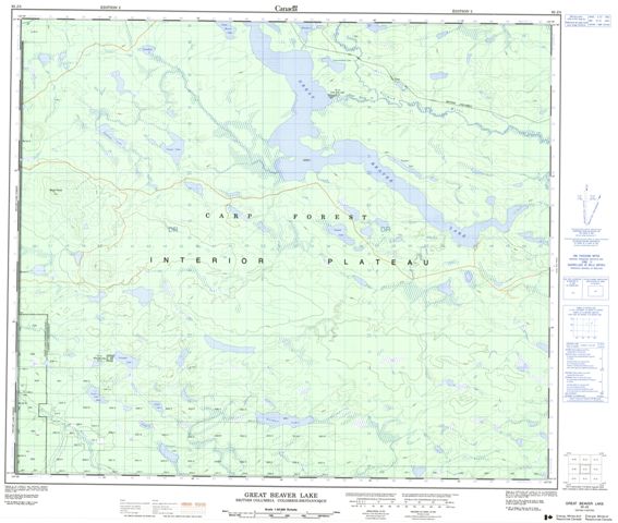 Great Beaver Lake Topographic Paper Map 093J05 at 1:50,000 scale