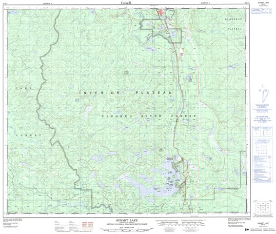 Summit Lake Topographic Paper Map 093J07 at 1:50,000 scale