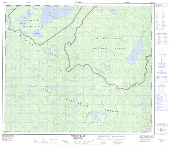 Weedon Lake Topographic Paper Map 093J11 at 1:50,000 scale