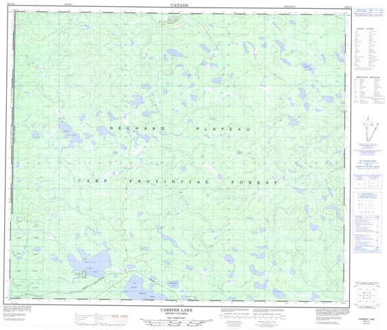 Carrier Lake Topographic Paper Map 093J12 at 1:50,000 scale