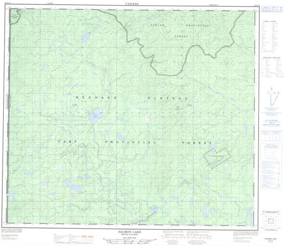 Salmon Lake Topographic Paper Map 093J13 at 1:50,000 scale
