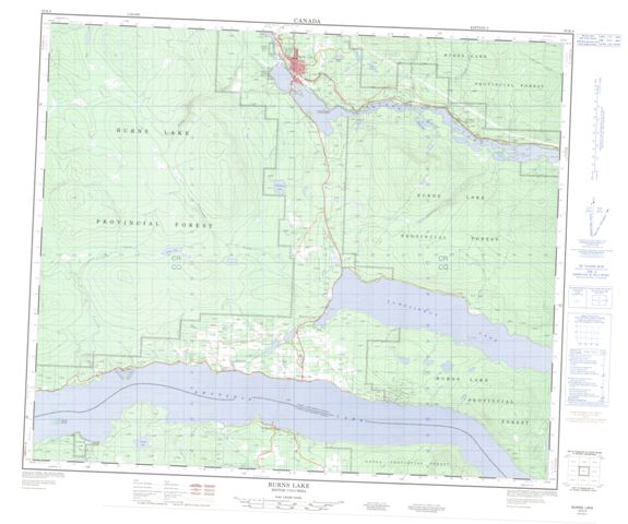 Burns Lake Topographic Paper Map 093K04 at 1:50,000 scale