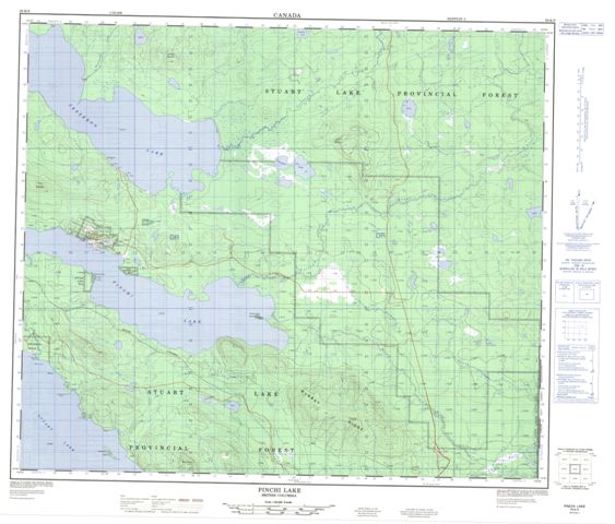 Pinchi Lake Topographic Paper Map 093K09 at 1:50,000 scale