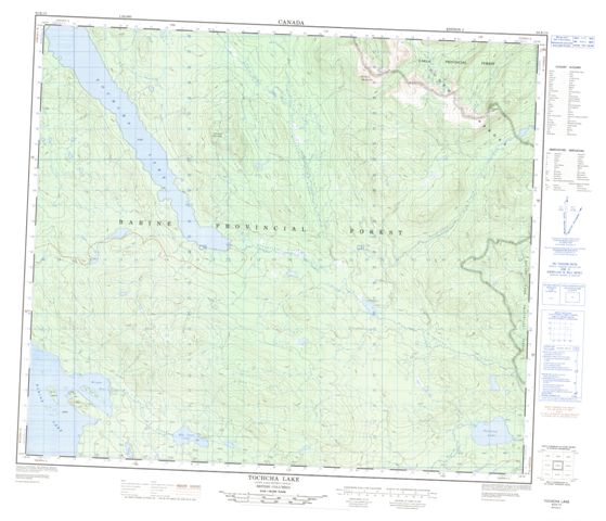 Tochcha Lake Topographic Paper Map 093K13 at 1:50,000 scale