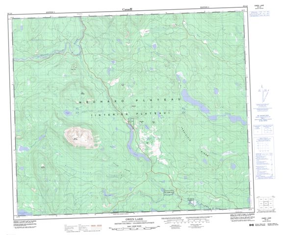 Owen Lake Topographic Paper Map 093L02 at 1:50,000 scale