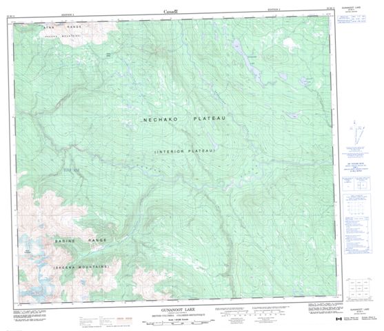 Gunanoot Lake Topographic Paper Map 093M11 at 1:50,000 scale