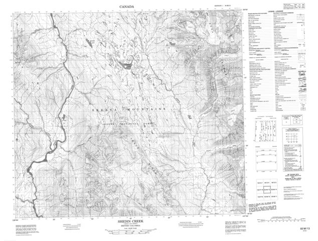 Shedin Creek Topographic Paper Map 093M13 at 1:50,000 scale