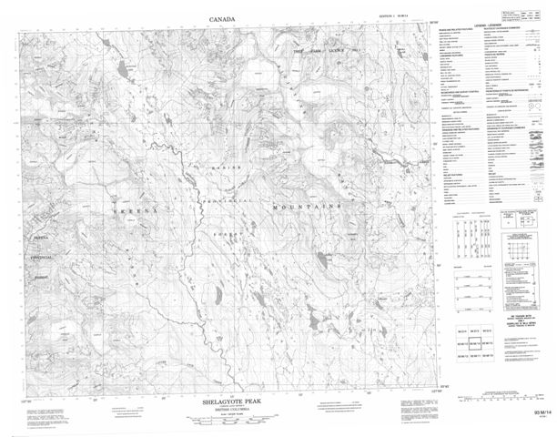 Shelagyote Peak Topographic Paper Map 093M14 at 1:50,000 scale