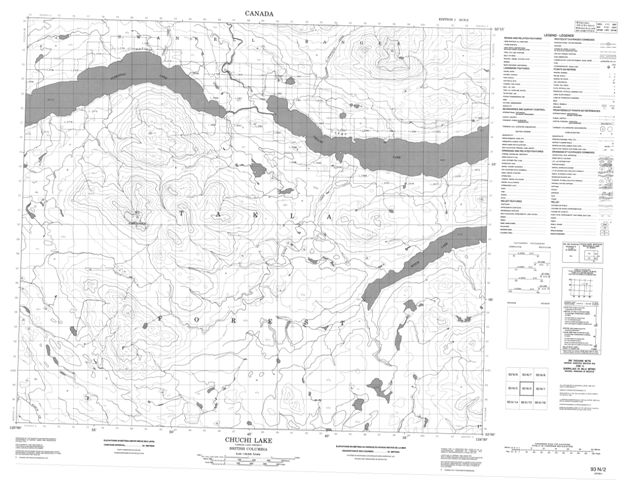 Chuchi Lake Topographic Paper Map 093N02 at 1:50,000 scale