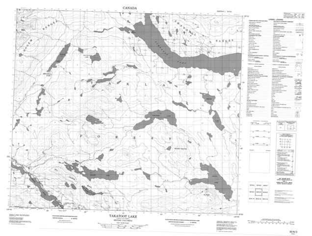 Takatoot Lake Topographic Paper Map 093N03 at 1:50,000 scale