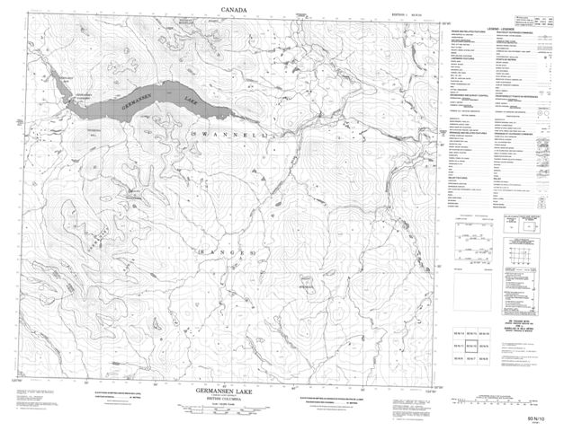 Germansen Lake Topographic Paper Map 093N10 at 1:50,000 scale