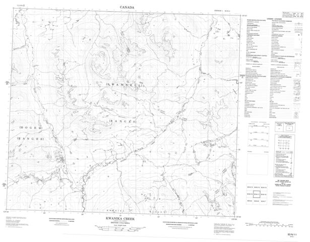 Kwanika Creek Topographic Paper Map 093N11 at 1:50,000 scale